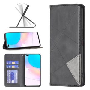 For Honor 50 Lite / Huawei nova 8i Prismatic Invisible Magnetic Leather Phone Case(Black) (OEM)