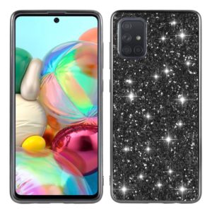 For Galaxy A71 Plating Glittery Powder Shockproof TPU Protective Case(Black) (OEM)