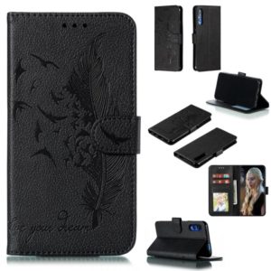 Feather Pattern Litchi Texture Horizontal Flip Leather Case with Wallet & Holder & Card Slots For Huawei Honor 9X Pro(Black) (OEM)