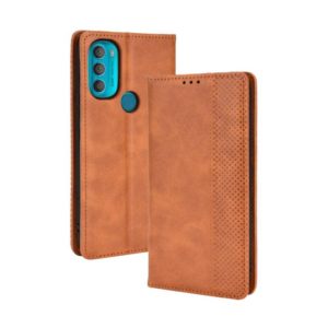 For Motorola Moto G71 5G Magnetic Buckle Retro Crazy Horse Leather Phone Case(Brown) (OEM)