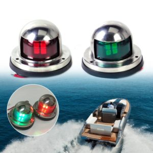 1 Pair Stainless Steel LED Navigation Light Red Green Sailing Signal Light for Marine Boat Yacht Warning Light, DC 12V (OEM)