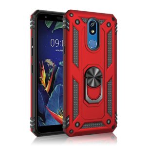 For LG K40 Shockproof TPU + PC Protective Case with 360 Degree Rotating Holder(Red) (OEM)
