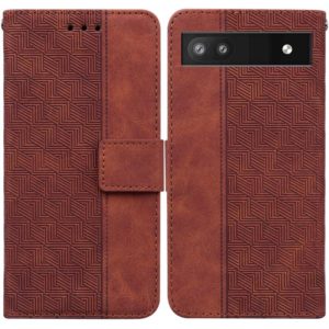 For Google Pixel 6a Geometric Embossed Leather Phone Case(Brown) (OEM)