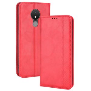For Nokia C21 Magnetic Buckle Retro Crazy Horse Leather Phone Case(Red) (OEM)