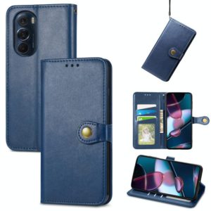 For Motorola Edge X30 Solid Color Leather Buckle Phone Case(Blue) (OEM)