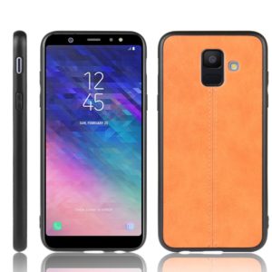 For Galaxy A6 Shockproof Sewing Cow Pattern Skin PC + PU + TPU Case(Orange) (OEM)