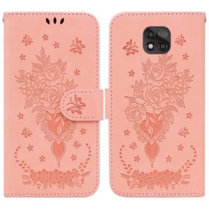 For Motorola Moto G Power 2021 Butterfly Rose Embossed Leather Phone Case(Pink) (OEM)
