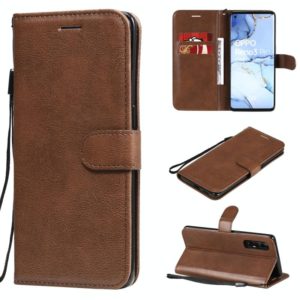 For Oppo Reno3 Pro 5G / Find X2 Neo Solid Color Horizontal Flip Protective Leather Case with Holder & Card Slots & Wallet & Photo Frame & Lanyard(Brown) (OEM)