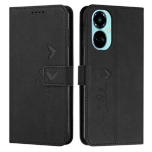 For Tecno Camon 19 Skin Feel Heart Pattern Leather Phone Case(Black) (OEM)
