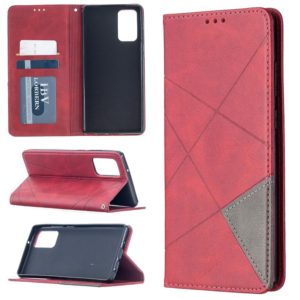 For Samsung Galaxy Note 20 Rhombus Texture Horizontal Flip Magnetic Leather Case with Holder & Card Slots & Wallet(Red) (OEM)