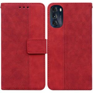 For Motorola Moto G 2022 Geometric Embossed Leather Phone Case(Red) (OEM)