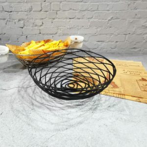 Wrought Iron Fruit Portable Storage Basket Bread French Fries Fried Snacks Portable Basket Large Messy Wire (OEM)