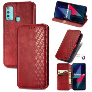 For Wiko Power U30 Cubic Grid Pressed Horizontal Flip Magnetic Leather Case with Holder & Card Slots & Wallet(Red) (OEM)