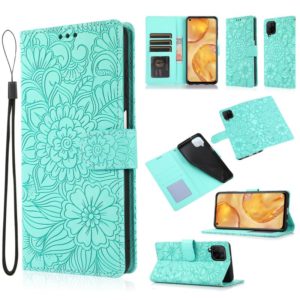 For Huawei P40 lite Skin Feel Embossed Sunflower Horizontal Flip Leather Case with Holder & Card Slots & Wallet & Lanyard(Green) (OEM)