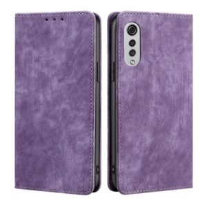 For LG Velvet RFID Anti-theft Brush Magnetic Leather Phone Case(Purple) (OEM)