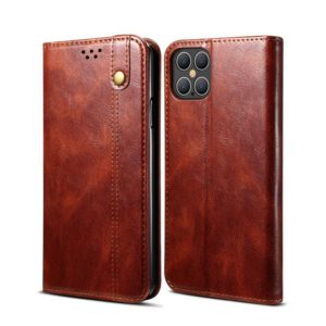 For iPhone 12 Pro Max Simple Wax Crazy Horse Texture Horizontal Flip Leather Case with Card Slots & Wallet(Brown) (OEM)