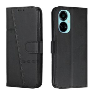 For Tecno Camon 19 Pro 5G Stitching Calf Texture Buckle Leather Phone Case(Black) (OEM)