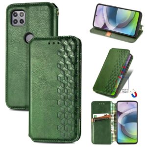 For Motorola MOTO G 5G Cubic Grid Pressed Horizontal Flip Magnetic PU Leather Case with Holder & Card Slots & Wallet(Green) (OEM)
