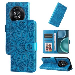 For Honor Magic4 / Magic4 Pro Embossed Sunflower Leather Phone Case(Blue) (OEM)