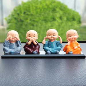 In Car Cute Four Little Monks Ornaments Car Interior Decorations Specification： Crystal Base Not Swing (OEM)