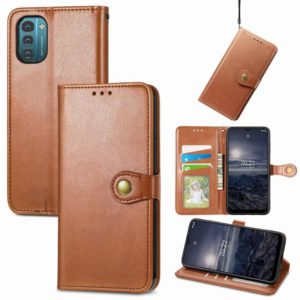 For Nokia G21 Retro Solid Color Buckle Leather Phone Case(Brown) (OEM)