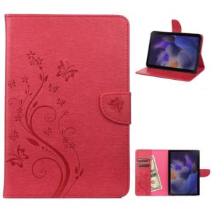 For Samsung Galaxy Tab A8 10.5 2021 X200 / X205 Butterfly Flower Embossing Pattern Leather Tablet Case(Magenta) (OEM)