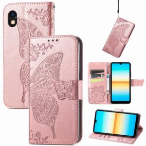 For Sony Xperia Ace III Butterfly Love Flower Embossed Leather Phone Case(Rose Gold) (OEM)
