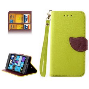 Leaf Magnetic Snap Litchi Texture Horizontal Flip Leather Case with Card Slots & Wallet & Holder & Lanyard for Nokia Lumia 730(Green) (OEM)