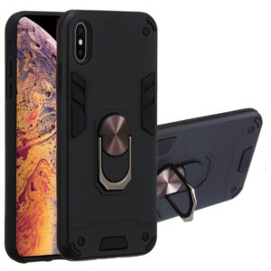 For iPhone XS Max 2 in 1 Armour Series PC + TPU Protective Case with Ring Holder(Black) (OEM)