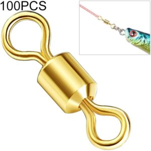 100 PCS Fishing Tackle Supplies Zimu Swivel Gold-plated Swivel Fishing Accessories, Specification: Length 0.9cm(Gold) (OEM)