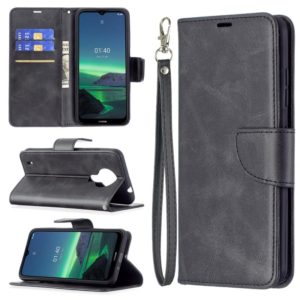 For Nokia 1.4 Retro Lambskin Texture Pure Color Horizontal Flip PU Leather Case with Holder & Card Slots & Wallet & Lanyard(Black) (OEM)
