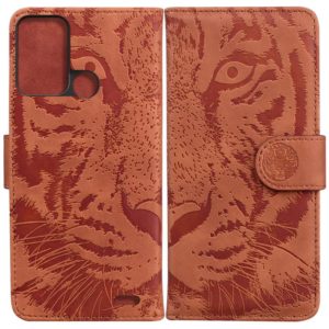 For ZTE Blade A52 Tiger Embossing Pattern Horizontal Flip Leather Phone Case(Brown) (OEM)
