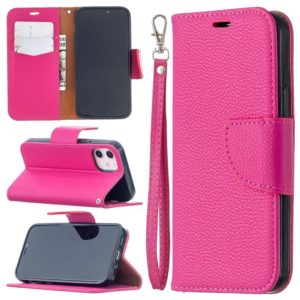 For iPhone 12 mini Litchi Texture Pure Color Horizontal Flip Leather Case with Holder & Card Slots & Wallet & Lanyard(Rose Red) (OEM)