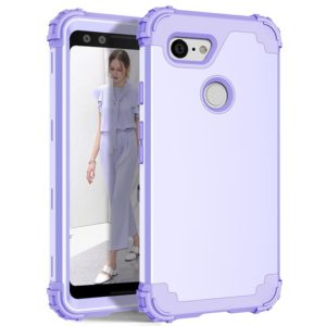 For Google Pixel 3 3 in 1 Shockproof PC + Silicone Protective Case(Purple) (OEM)