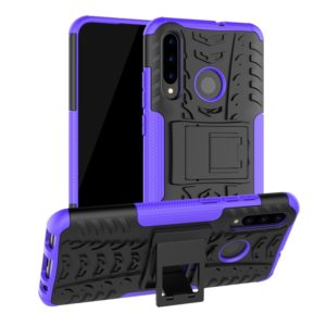 Tire Texture TPU+PC Shockproof Case for Huawei P Smart+ 2019, with Holder (Purple) (OEM)