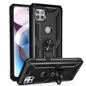 For Motorola Moto One 5G Ace Shockproof TPU + PC Protective Case with 360 Degree Rotating Holder(Black) (OEM)