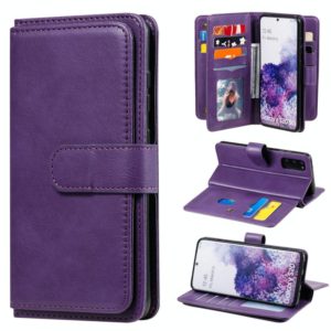 For Samsung Galaxy S20 5G Multifunctional Magnetic Copper Buckle Horizontal Flip Solid Color Leather Case with 10 Card Slots & Wallet & Holder & Photo Frame(Purple) (OEM)