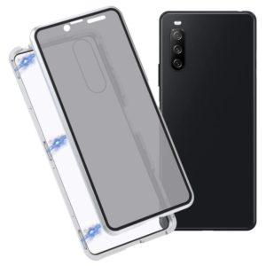 For Sony Xperia 10 III Anti-peeping Magnetic Double-sided Tempered Glass Phone Case(Silver) (OEM)