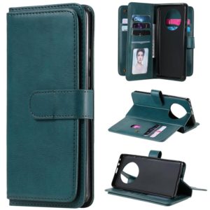 For Huawei Mate 40 Pro Multifunctional Magnetic Copper Buckle Horizontal Flip Solid Color Leather Case with 10 Card Slots & Wallet & Holder & Photo Frame(Dark Green) (OEM)