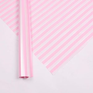Two-Color Stripes Flower Wrapping Paper Waterproof Gift Wrapping Paper(Pink) (OEM)