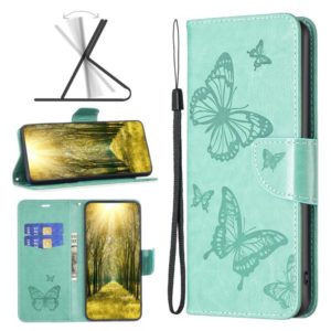 For Nokia G11 / G21 Embossing Two Butterflies Pattern Horizontal Flip PU Leather Case(Green) (OEM)