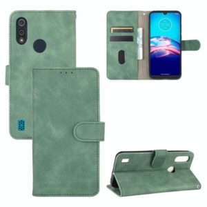 For Motorola Moto E6s(2020) Solid Color Skin Feel Magnetic Buckle Horizontal Flip Calf Texture PU Leather Case with Holder & Card Slots & Wallet(Green) (OEM)