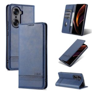 For Honor 60 AZNS Magnetic Calf Texture Horizontal Flip Leather Phone Case(Dark Blue) (AZNS) (OEM)
