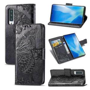 For Arrows NX9 F-52A Butterfly Love Flower Embossed Horizontal Flip Leather Case with Bracket / Card Slot / Wallet / Lanyard(Black) (OEM)