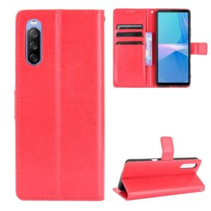 For Sony Xperia 10 III Crazy Horse Texture Horizontal Flip Leather Case with Holder & Card Slots & Lanyard(Red) (OEM)