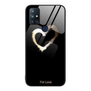 For OnePlus Nord N10 5G Colorful Painted Glass Phone Case(Black Love) (OEM)