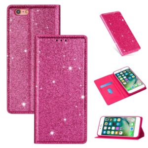 For iPhone 6 Plus Ultrathin Glitter Magnetic Horizontal Flip Leather Case with Holder & Card Slots(Rose Red) (OEM)