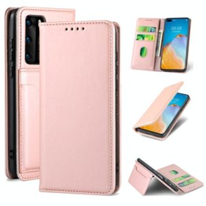For Huawei P40 Strong Magnetism Liquid Feel Horizontal Flip Leather Case with Holder & Card Slots & Wallet(Rose Gold) (OEM)