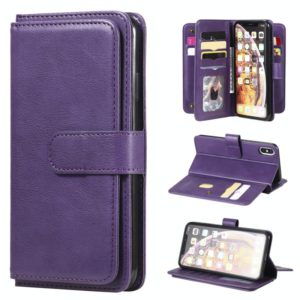 For iPhone XS Max Multifunctional Magnetic Copper Buckle Horizontal Flip Solid Color Leather Case with 10 Card Slots & Wallet & Holder & Photo Frame(Purple) (OEM)