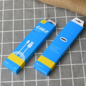 50 PCS Data Cable Packaging Carton Mobile Phone Charging Cable Storage Box(Blue) (OEM)
